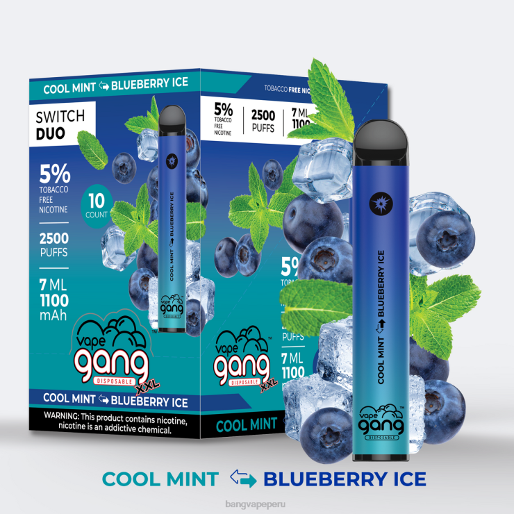 Vape Gang Switch Duo 2 sabores (caja de 10) - Bang Vape Perú - hielo de plátano - plátano de fresa F8NHH40