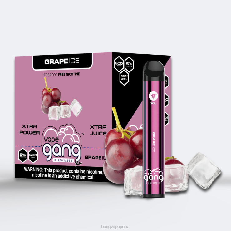 Vape Gang XL vaporizadores desechables 600 inhalaciones (caja de 10) - Bang Vape Perú - hielo de uva F8NHH62
