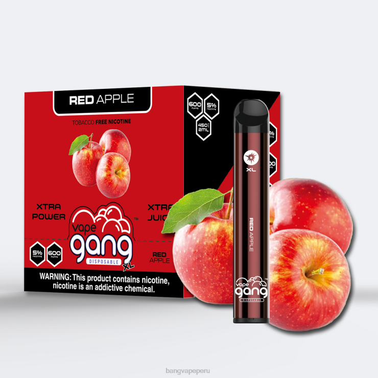 Vape Gang XL vaporizadores desechables 600 inhalaciones (caja de 10) - Vape Gang box - manzana roja F8NHH73
