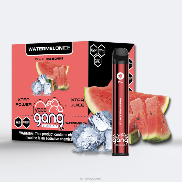 Vape Gang XL vaporizadores desechables 600 inhalaciones (caja de 10) - Vape Gang disposables - hielo de sandia F8NHH76