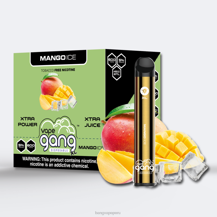 Vape Gang XL vaporizadores desechables 600 inhalaciones (caja de 10) - vape Bang precio - hielo de mango F8NHH68