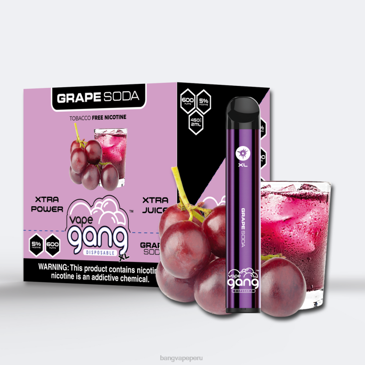 Vape Gang XL vaporizadores desechables 600 inhalaciones (caja de 10) - vape desechable Bang - refresco de uva F8NHH71